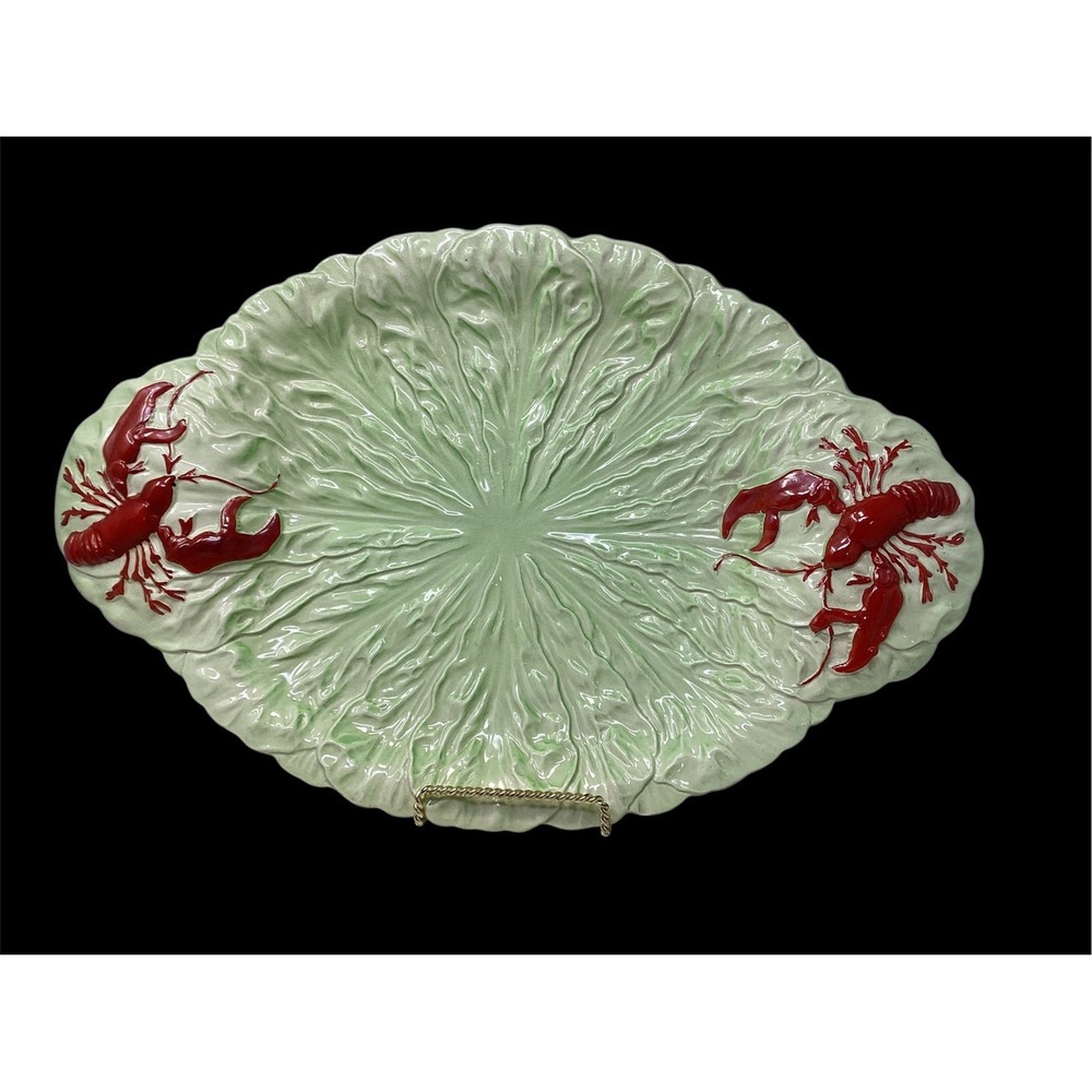 Vintage Carlton Ware Platter Lobster on Lettuce Hand Painted England Large 17"